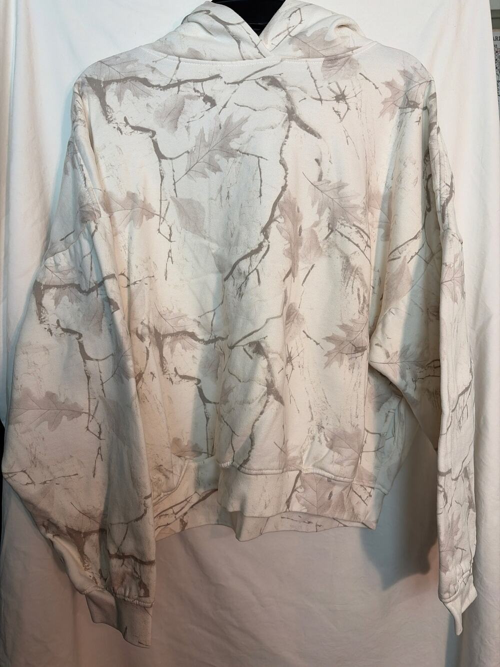 Garage Cropped White Camouflage Sweatshirt with Hood L-XL